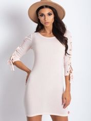 Dress with wide stripes light pink.