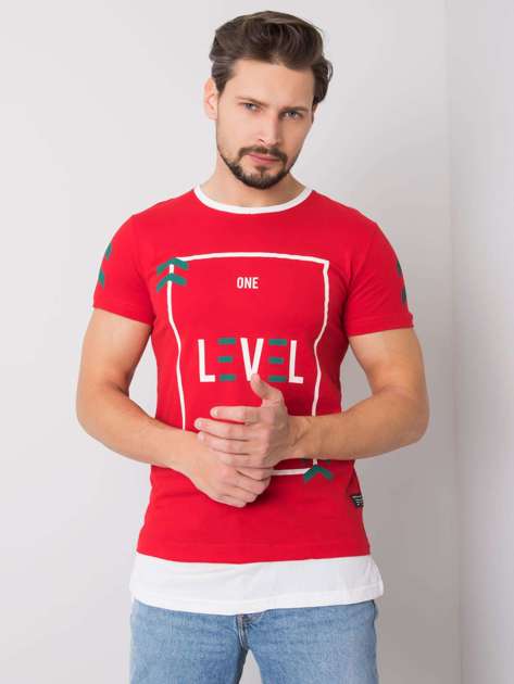 Red Men's T-shirt with Cole Print.
