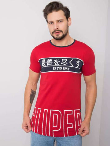 Red Men's T-shirt with Luca Print.
