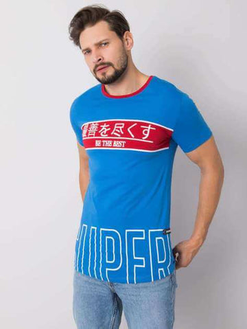 Blue men's T-shirt with Luca print.